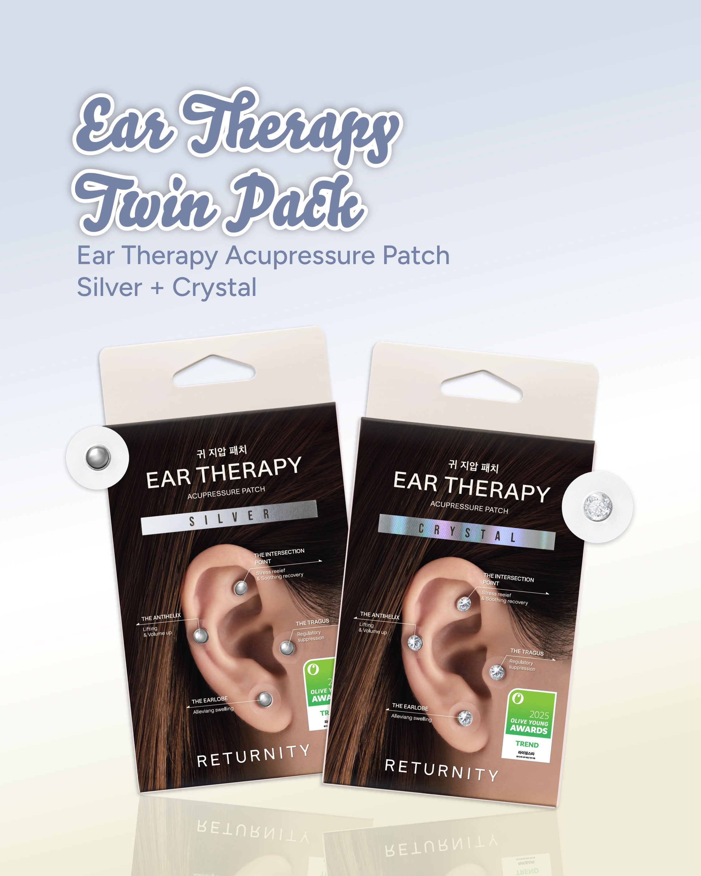 Returnity Ear Therapy Acupressure Patch Twin Pack (Silver + Crystal)