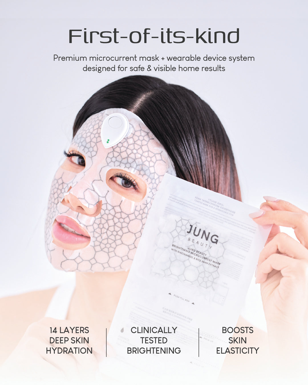 Jung Beauty Brightening Microcurrent Mask with Niacinamide and Rice Bran Extract (Box of 5)