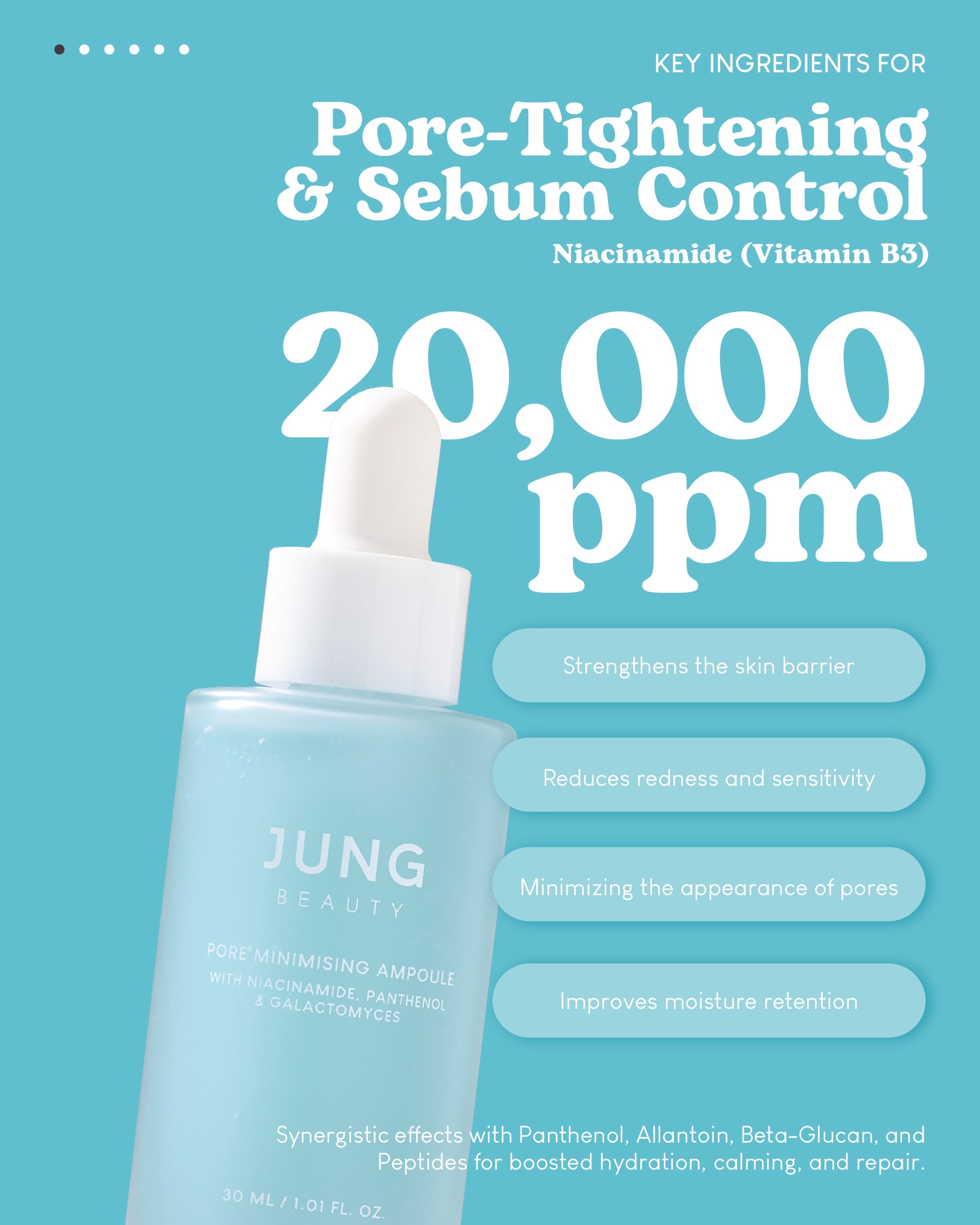 Jung Beauty Pore Minimising Ampoule with Niacinamide, Panthenol & Galactomyces (30ml)