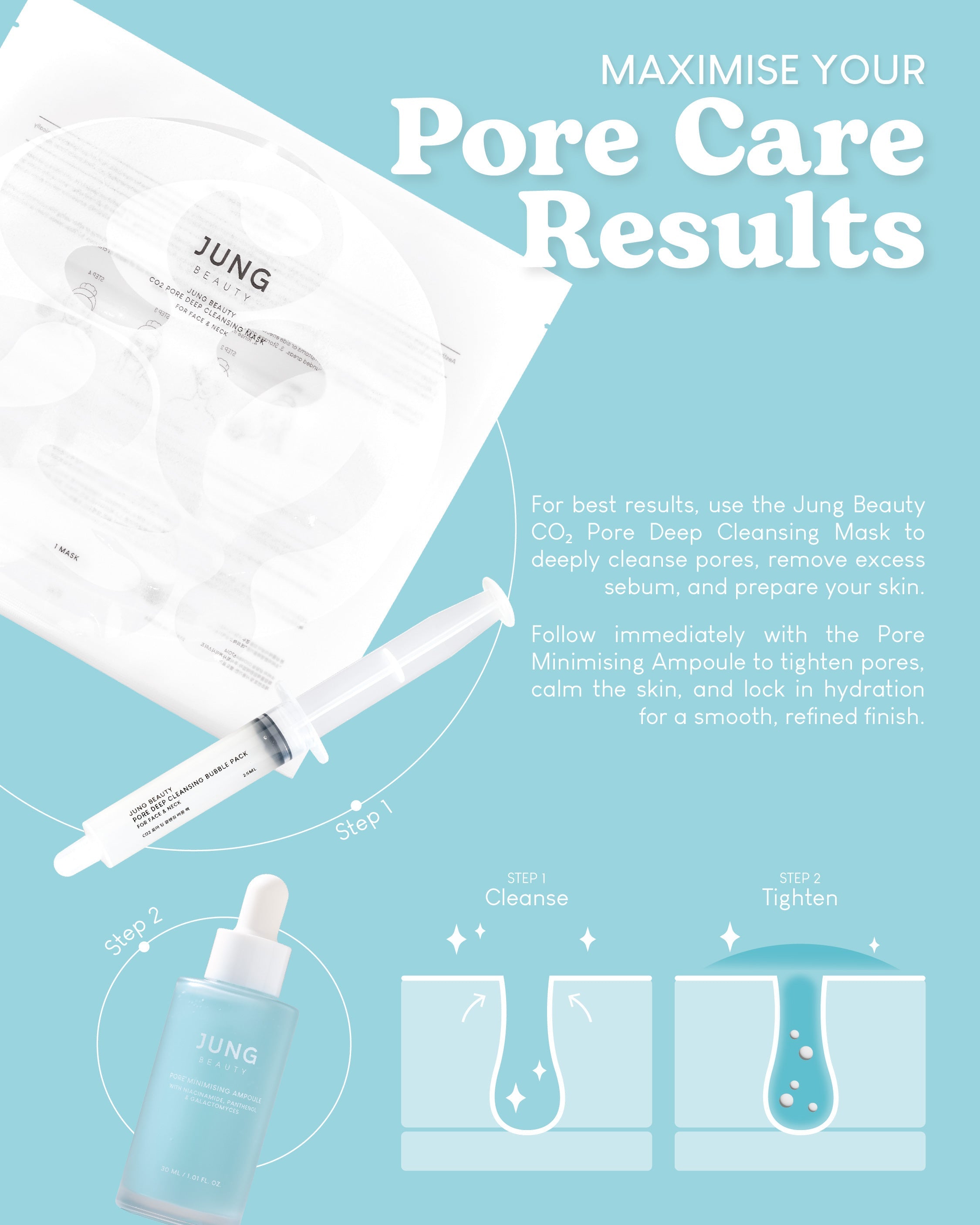 Jung Beauty Pore Minimising Ampoule with Niacinamide, Panthenol & Galactomyces (30ml)