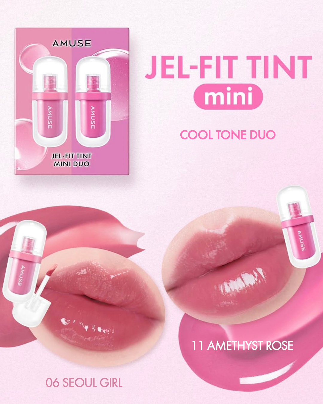 AMUSE Jel Fit Tint Mini Duo Cool (#06 Seoul Girl & #11 Amethyst Rose)