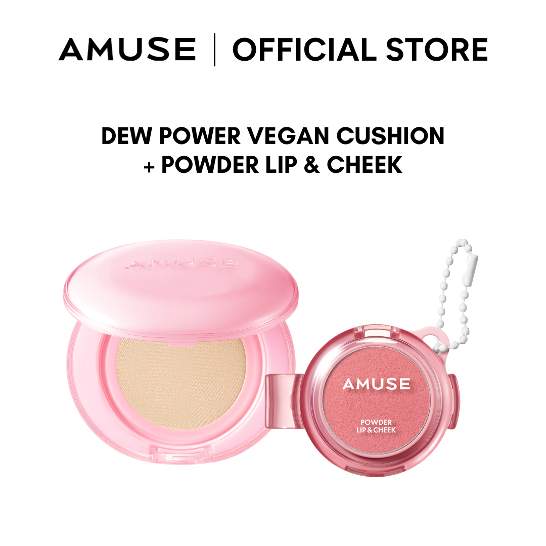 Amuse Dew Power Vegan Cushion + AMUSE Powder Lip & Cheek