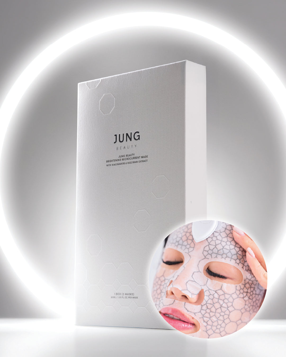 Jung Beauty Brightening Microcurrent Mask with Niacinamide and Rice Bran Extract (Box of 5)