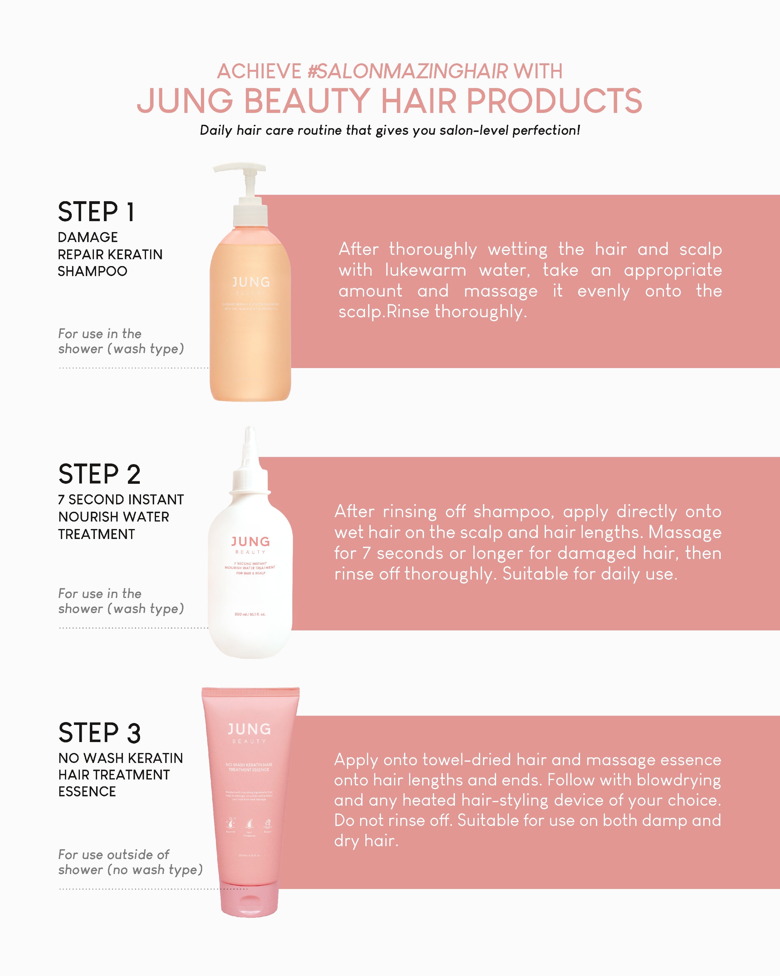 Jung Beauty No Wash Keratin Hair Treatment Essence (200ml)